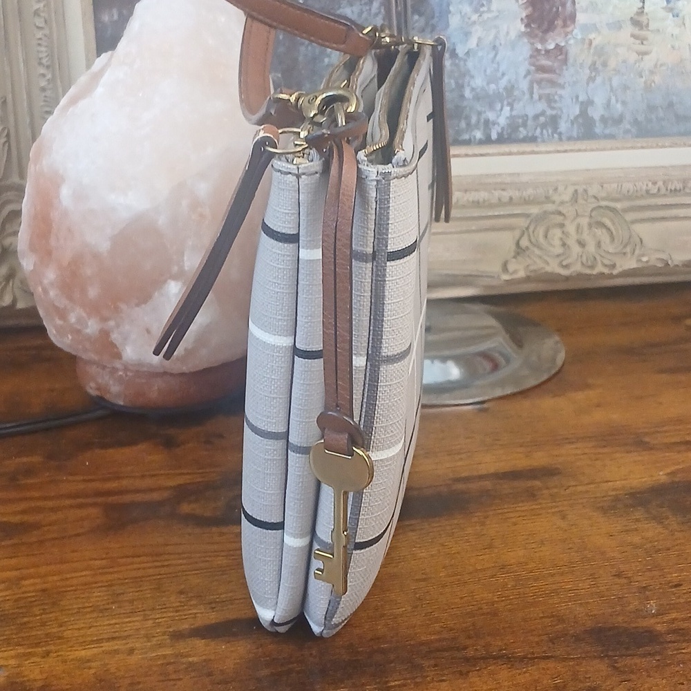 FIRM!!!! Fossil Women's Beige Plaid Shoulder Bag - Picture 15 of 17